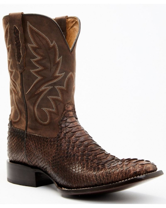 New Arrivals Cody James Men's Exotic Snake Western Boots - Broad Square Toe | Chocolate