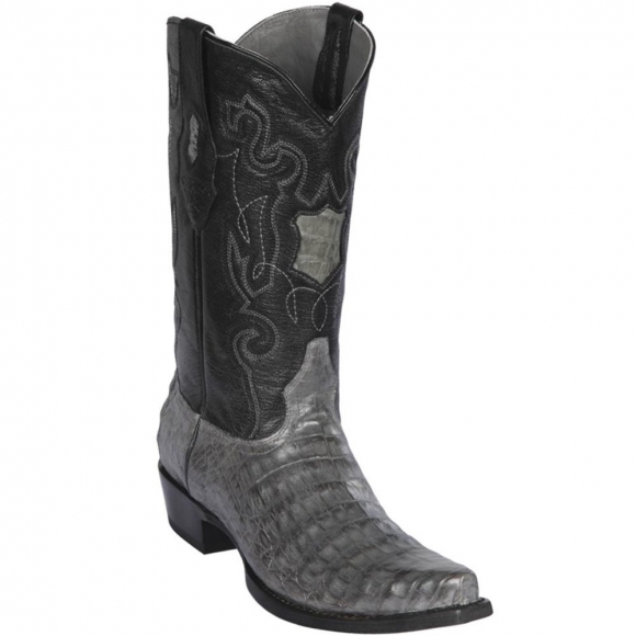 Los Altos Men's Grey Caiman Cowboy Boots - Snip Toe | Grey