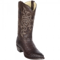 Los Altos Men's Caiman Belly Brown Round Toe Western Boots | Brown Greasy