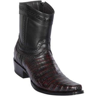 Los Altos Men's Caiman Belly Short Cowboy Boots Black Cherry | Black Cherry