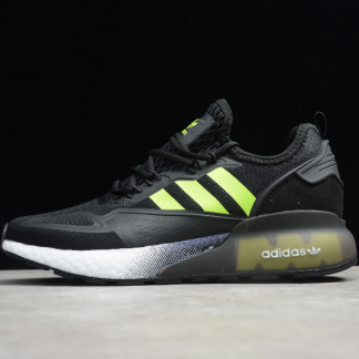 Mens Stone Adidas ZX 2K Boost Black White Volt Green FV7472 1 324x324