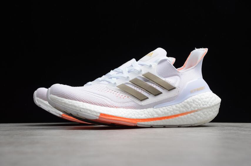 New Brand Adidas Ultra Boost 21 White Orange Black S23840 Perfect ...