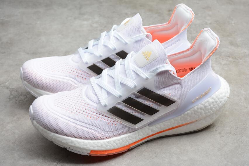 New Brand Adidas Ultra Boost 21 White Orange Black S23840 Perfect ...